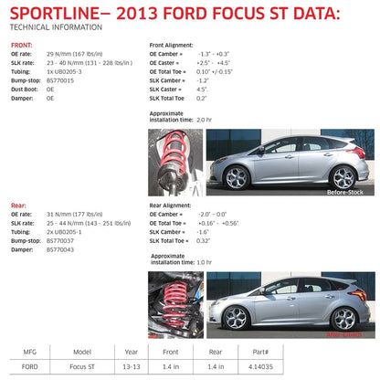 Eibach Sportline Lowering Springs for 2013 Ford Focus FWD