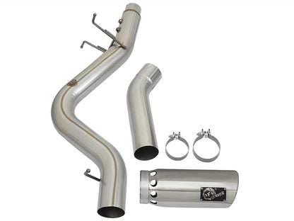aFe 5in Large Bore HD 409-SS DPF-Back Exhaust w/Polished Tip | GM Duramax V8-6.6L L5P 2017 (49-44085-P)