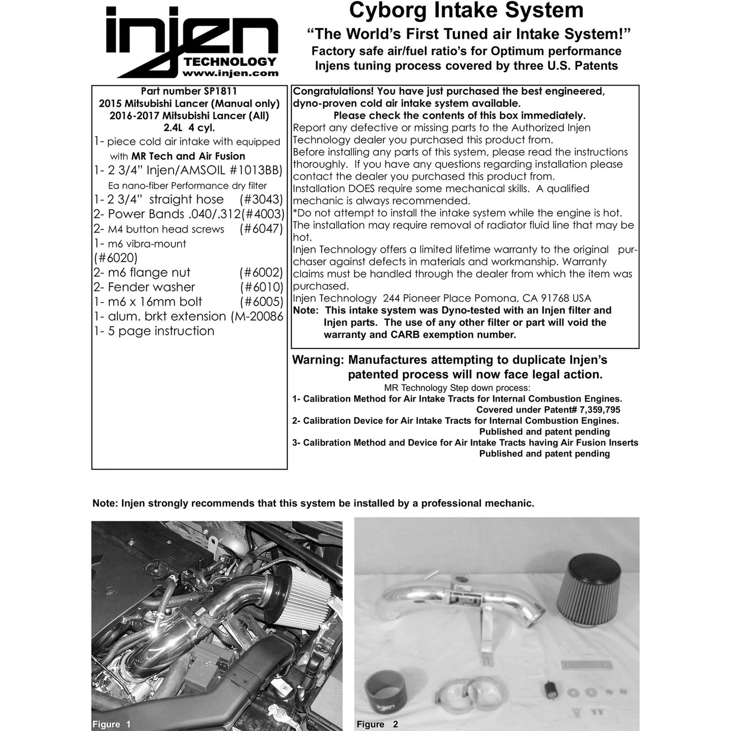 Injen 2015 Mitsubishi Lancer 2.4L 5spd Short Ram Intake | Mitsubishi Lancer X (CY) / Lancer (07-19)
