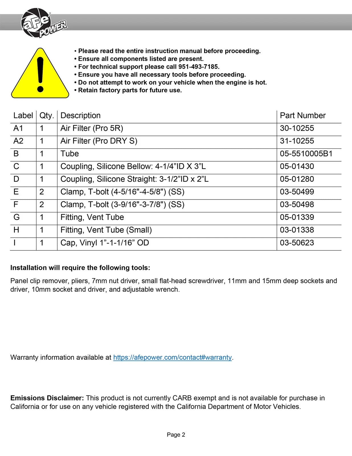 aFe Super Stock Induction System | Ford Mustang V8-5.0L (18-20) (55-10005D)