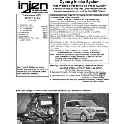 Injen Short Ram Cold Air Intake System | 2012 Kia Soul  (SP1311)
