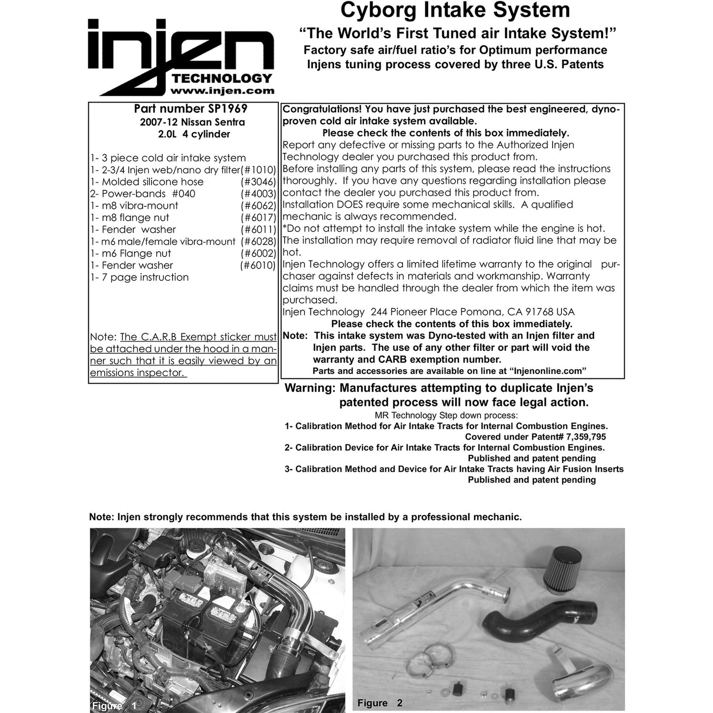 Injen Polished Cold Air Intake System w/ MR Technology | Nissan Sentra 2012 2.0L 4-Cyl (SP1969P)