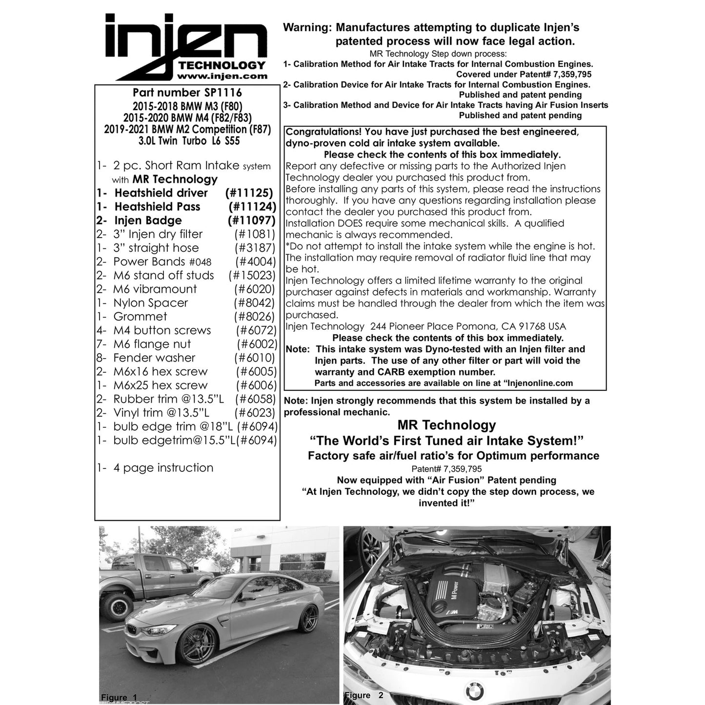 Injen 3.0L Twin Turbo Short Ram Intake System w/ MR Technology | BMW M3/M4 (14-18) / M2 (15-21) / 8 Series G14/G15/G16 / 3 Series G20/G21/G28 (SP1116P)