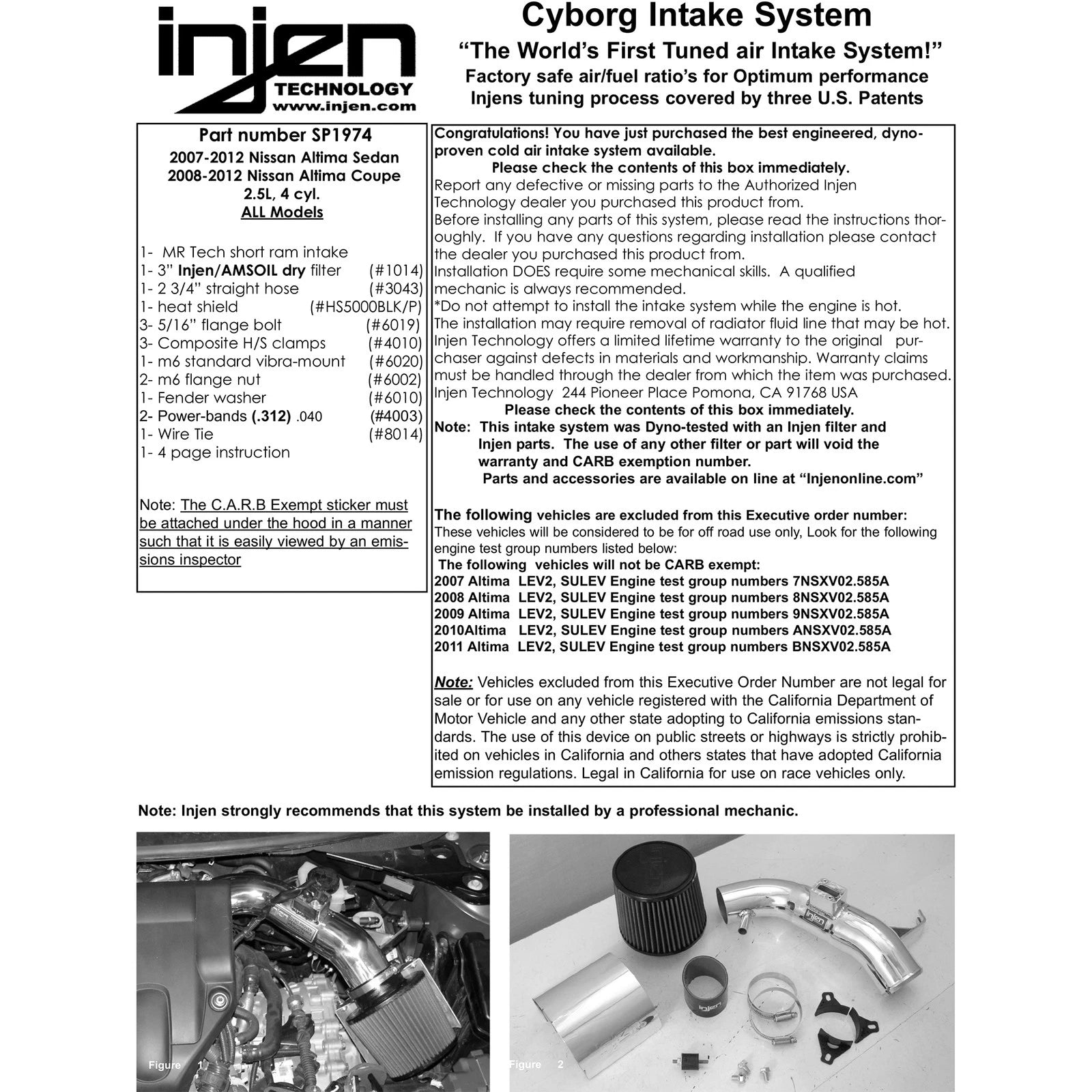 Injen Polished D&S Short Ram Intake w/ Heat Shield | Nissan Altima 2.5L (07-12) (SP1974P)