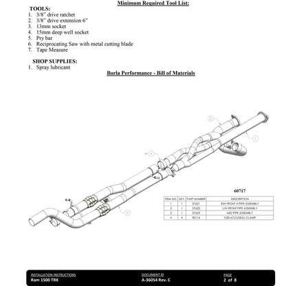Borla 3in Connecting Pipes | Dodge RAM 1500 TRX 6.2L V8 (21-22)