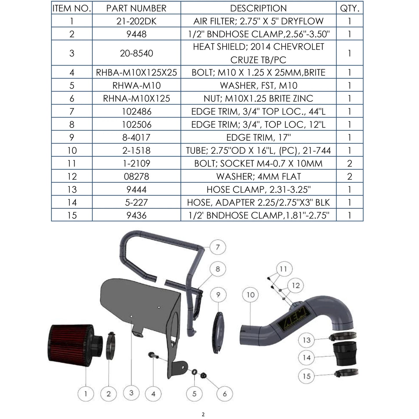 AEM Cold Air Intake System | Chevrolet Cruze (11-14) (21-744C)