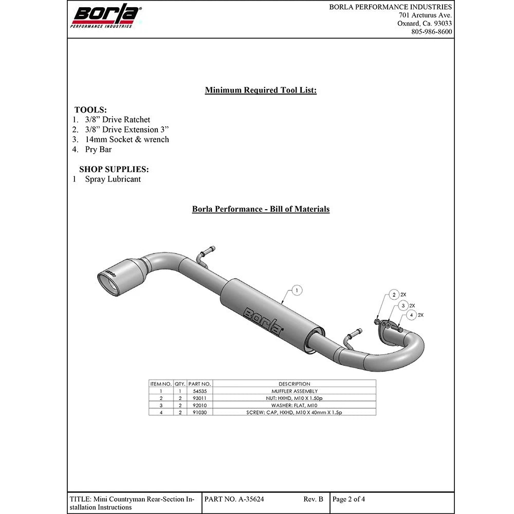 Borla Axle-Back Exhaust System - S-Type | 2011-2016 Scion tC 2.5L (11813)
