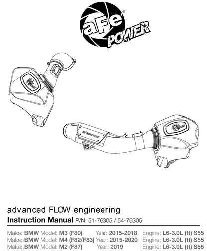 aFe Momentum Pro 5R Cold Air Intake | BMW M3/M4 (F80/82/83) 2015-18 L6-3.0L S55 (54-76305)