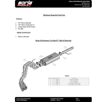 Borla Cat-Back Exhaust System - Touring | Multiple Fitments (140404)