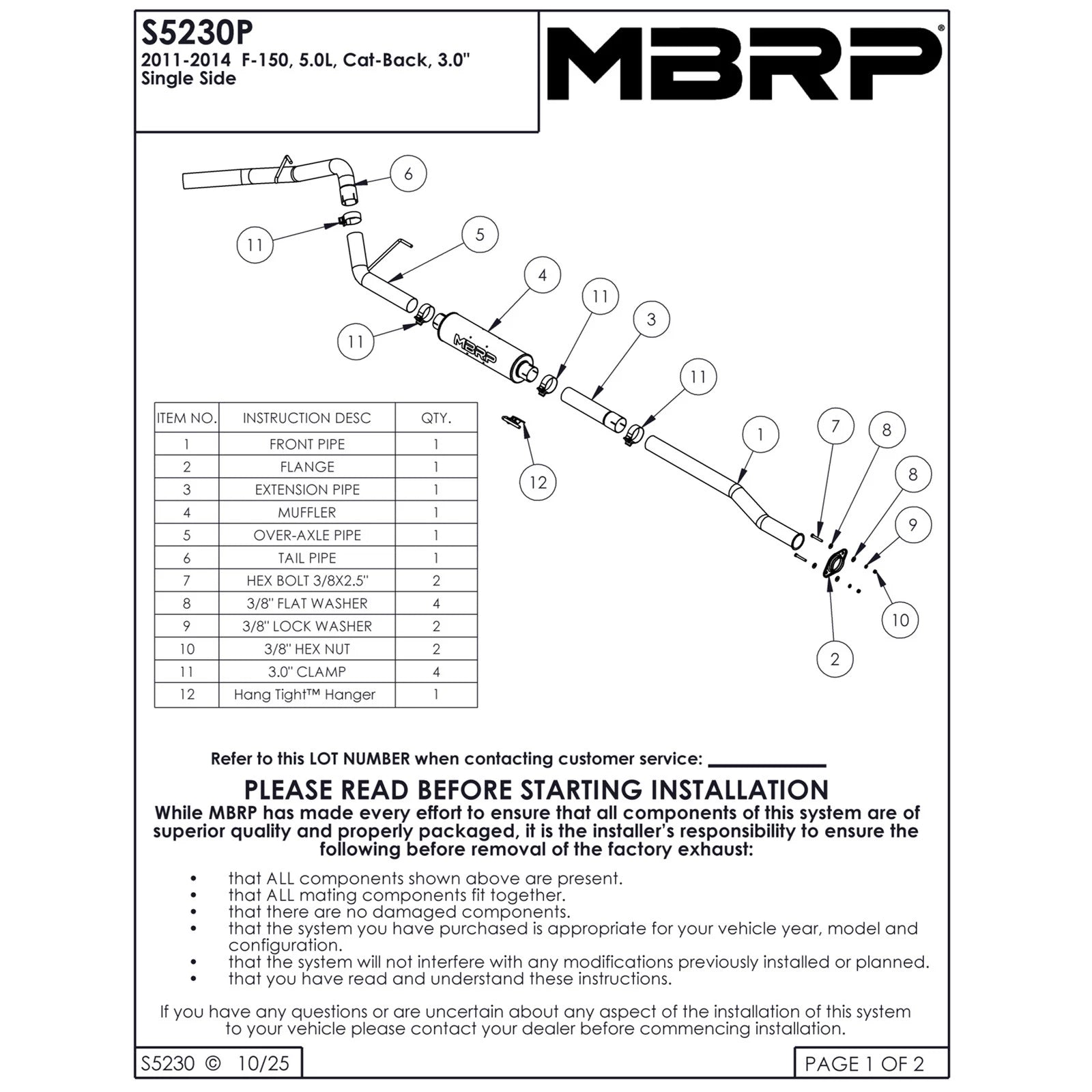MBRP 3in Cat-Back Single Side AL P Series Exhaust | Ford F150 5.0L (11-14) (S5230P)