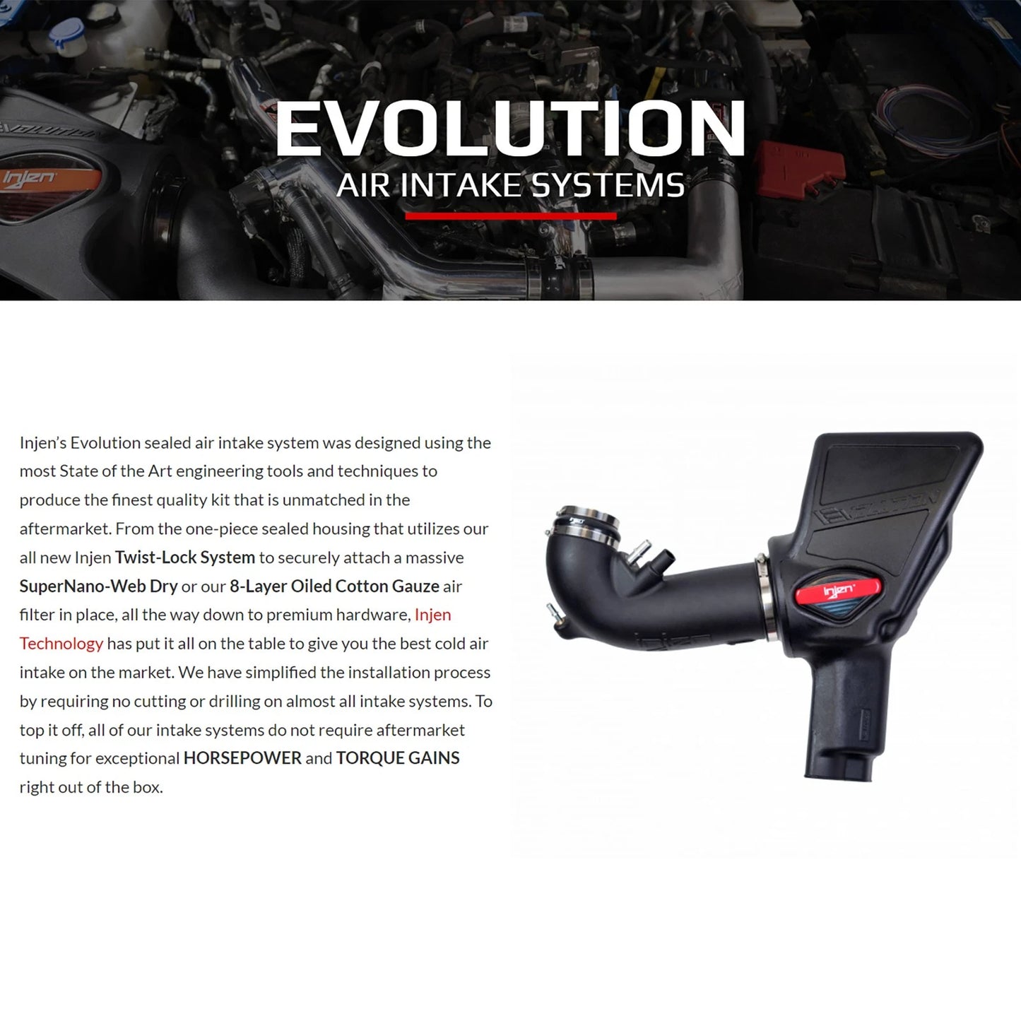 Injen Evolution Cold Air Intake | Volkswagen Golf R / Audi S3 / GTI / Audi TT (15-20/23/26) (EVO3005)