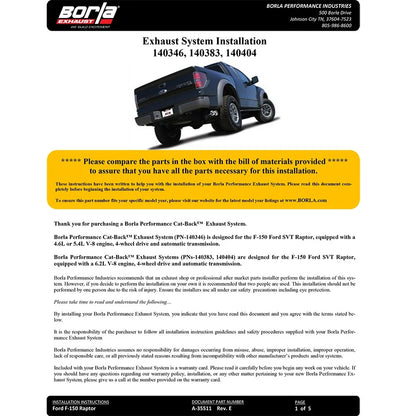 Borla Cat-Back Exhaust System - Touring | Multiple Fitments (140404)