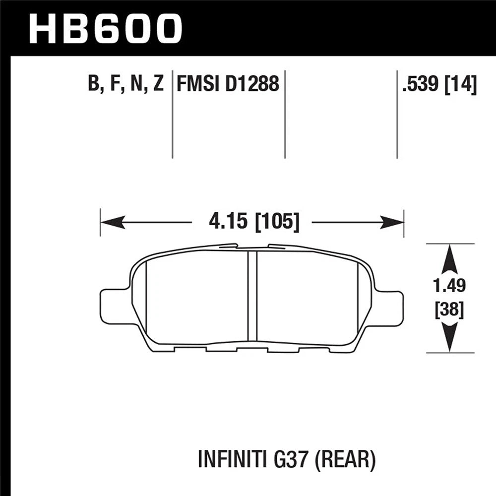Hawk Performance HPS Street Rear Brake Pads | Multiple Fitments (HB600F.539)