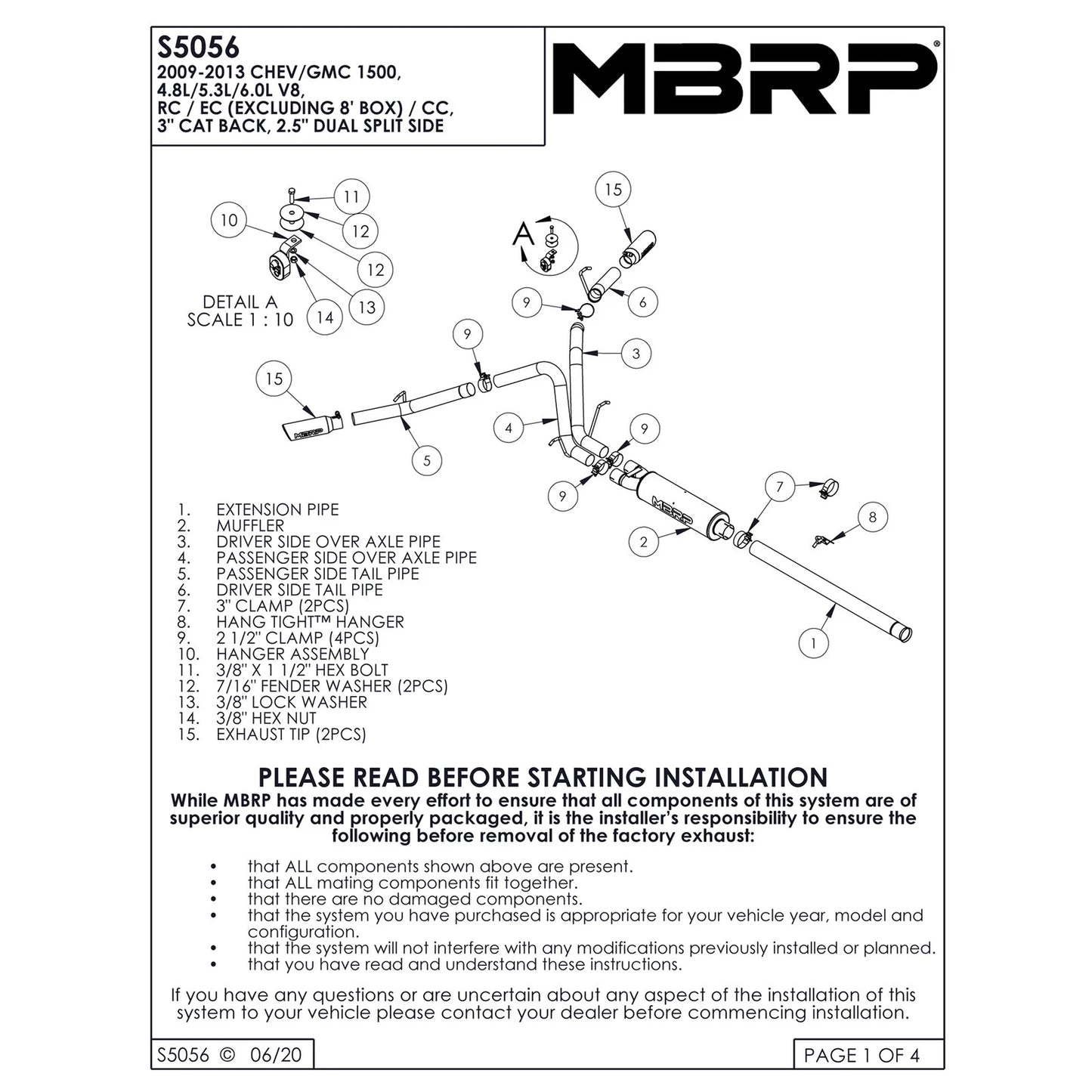 MBRP 3in. Dual Split Side Exhaust | Chevy/GMC 1500 4.8/5.3L (09) (S5056AL)