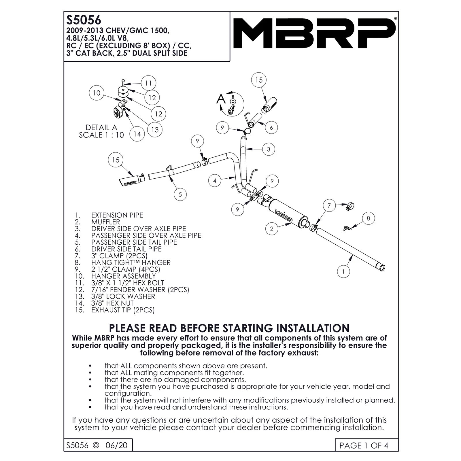 MBRP 3in. Dual Split Side Exhaust | Chevy/GMC 1500 4.8/5.3L (09) (S5056AL)