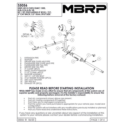 MBRP 3in. Dual Split Side Exhaust | Chevy/GMC 1500 4.8/5.3L (09) (S5056AL)
