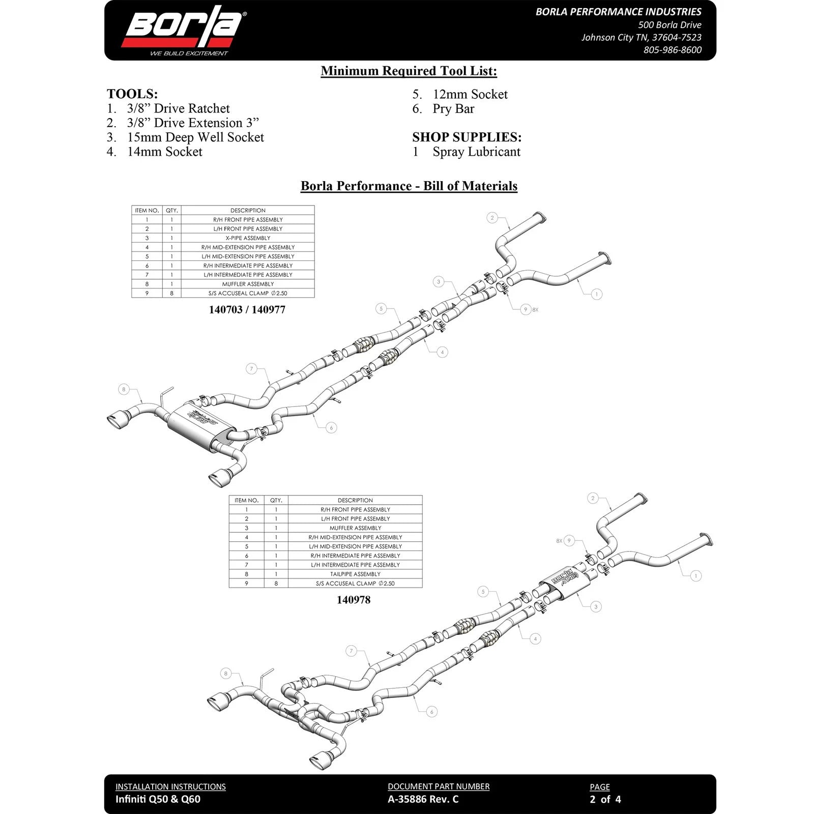 Borla ATAK Cat Back | 2016-2024 Infiniti Q50 3.0T RWD (140978)