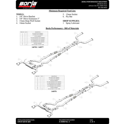 Borla ATAK Cat Back | 2016-2024 Infiniti Q50 3.0T RWD (140978)