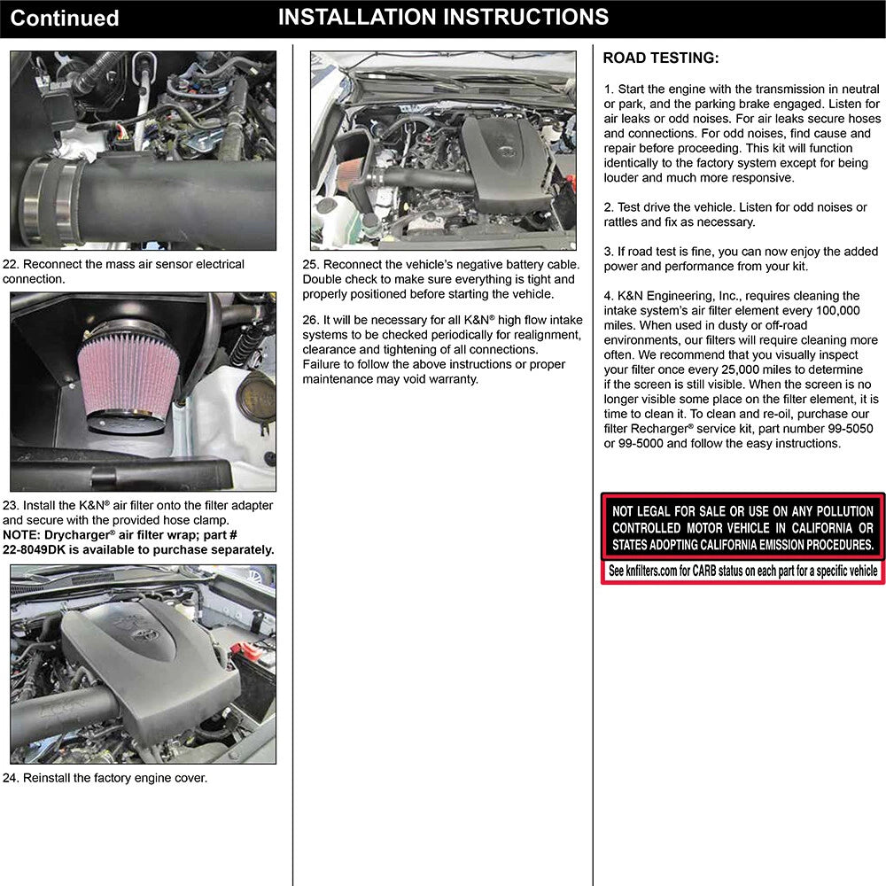 K&N 3.5L V6 Tacoma AirCharger Performance Intake | Toyota Tacoma (16) 63-9039