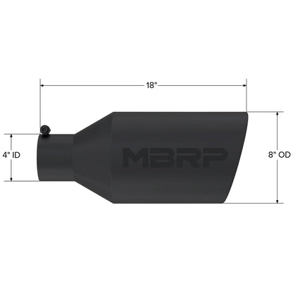MBRP Universal Tip 8in O.D. Rolled End 4in inlet 18in length Black