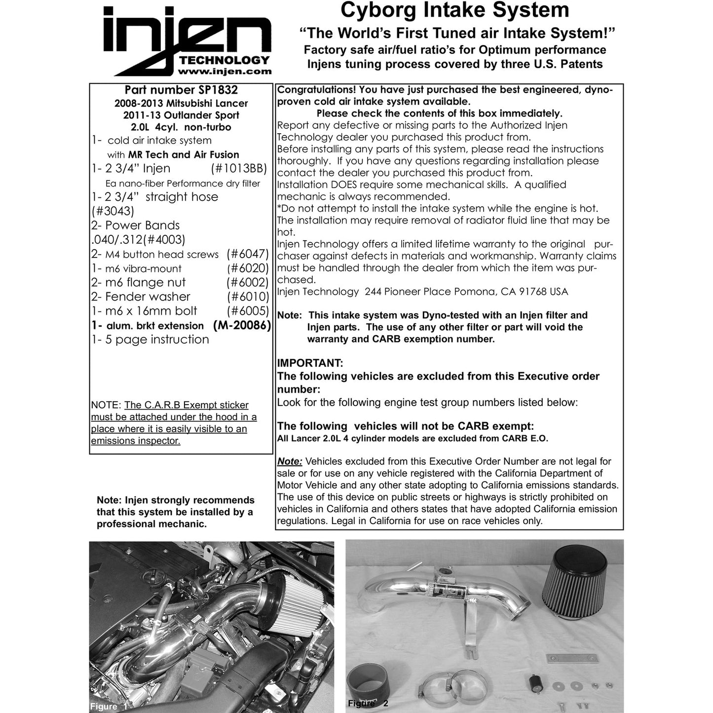Injen Polished Short Ram Intake w/ MR Tech | Mitsubishi Lancer/Outlander Sport (08-13) (SP1832P)