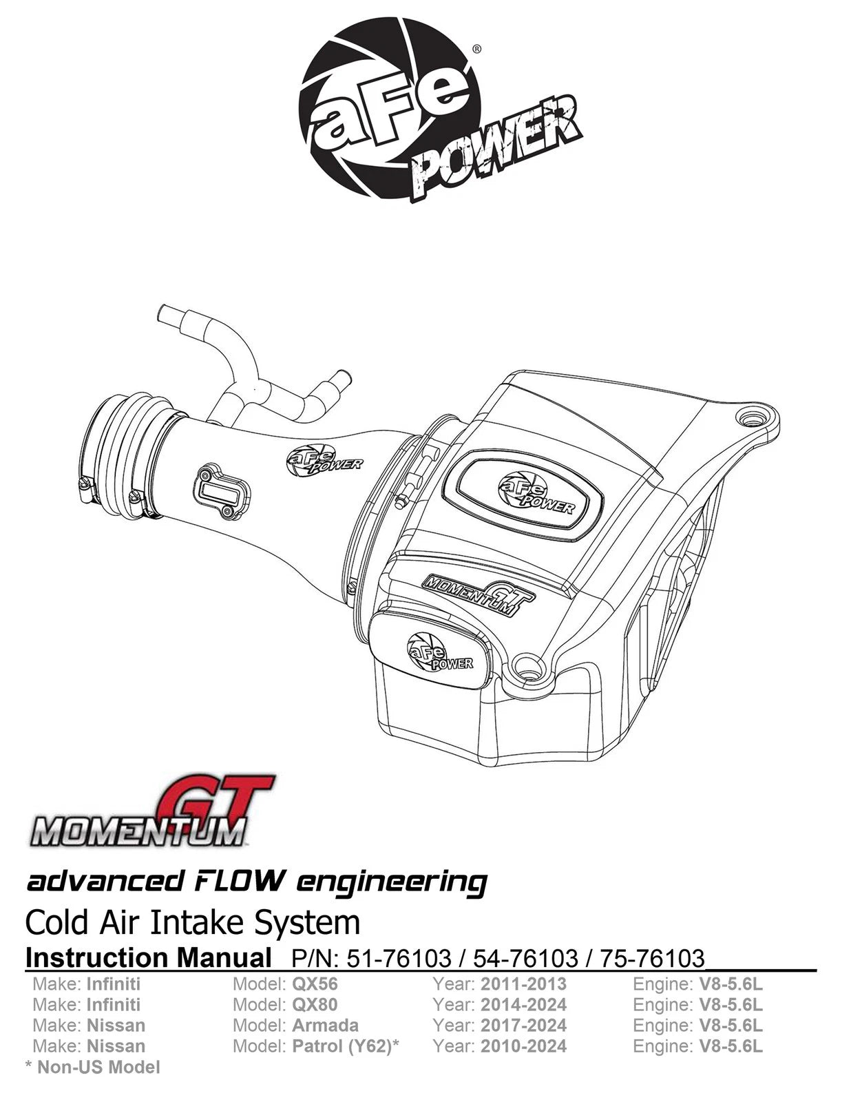 aFe MagnumFORCE Momentum GT Cold Air Intake | Nissan Patrol V8 (13-15) (51-76103) (SPF5176103)