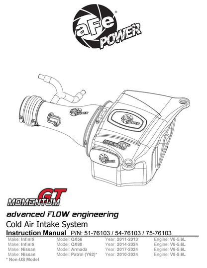 aFe MagnumFORCE Momentum GT Cold Air Intake | Nissan Patrol V8 (13-15) (51-76103) (SPF5176103)