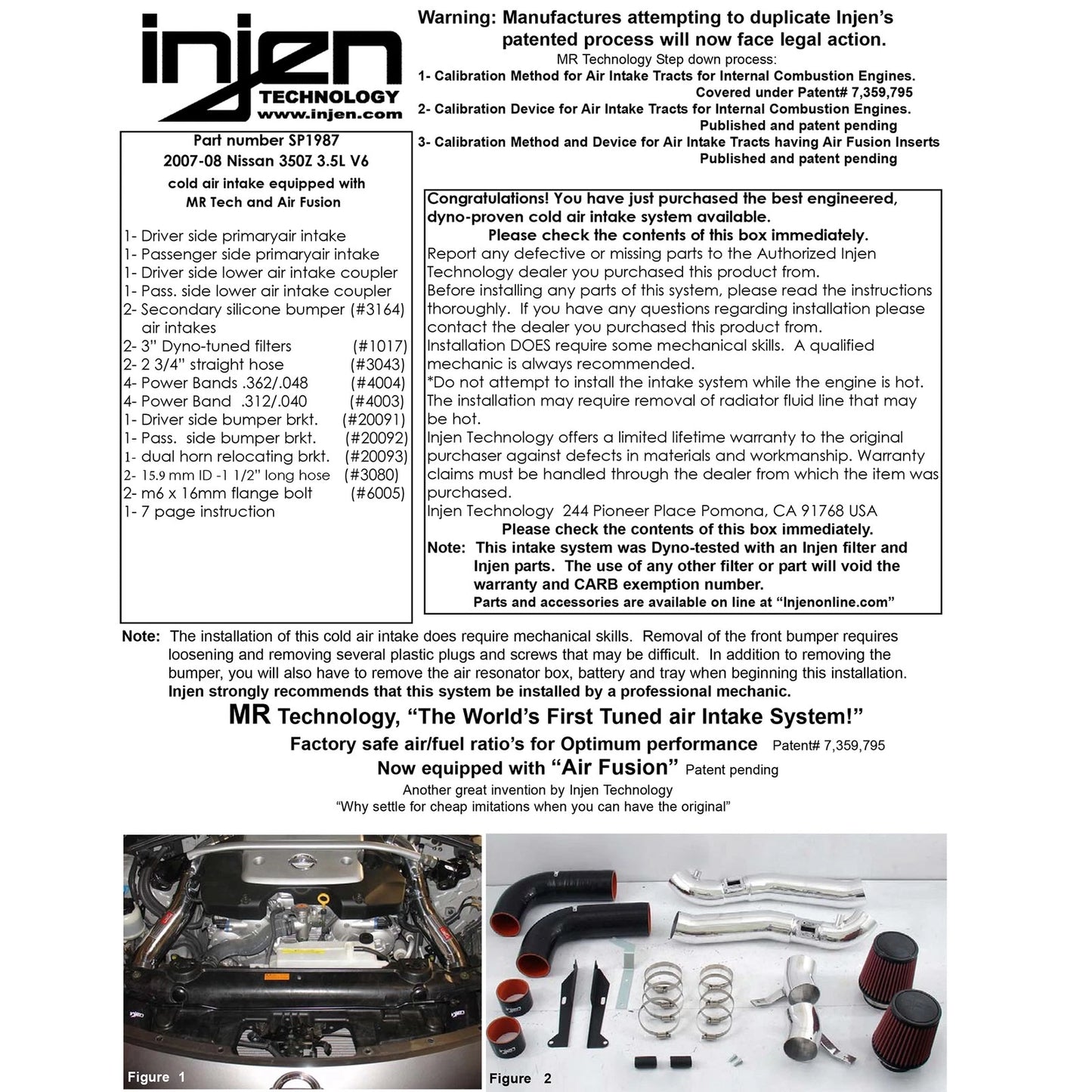 Injen Performance Cold Air Intake System | 2007-2008 Nissan 350Z (SP1987BLK)