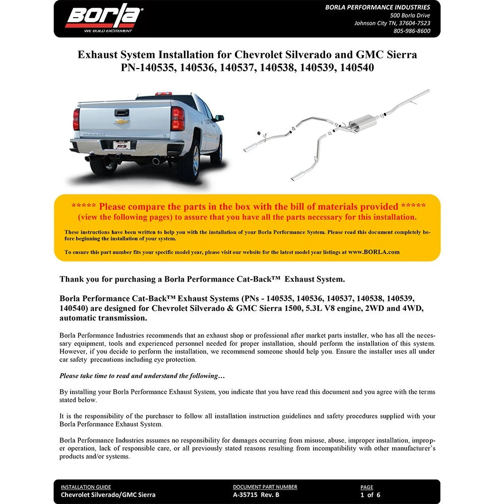 Borla Cat-Back Exhaust System - ATAK | Multiple Fitments (140540)