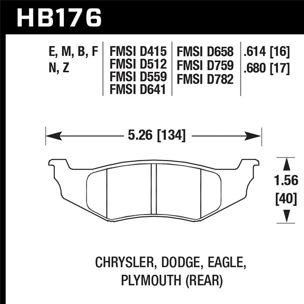 Hawk Performance Street Rear Brake Pads | SRT4 (HB176F.614)