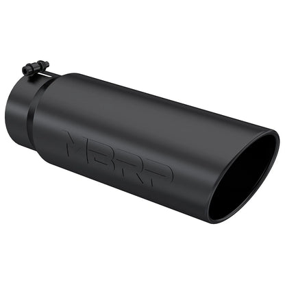 MBRP Universal Tip 6in OD Angled Rolled End 5in Inlet 18in Length Black Finish Exhaust