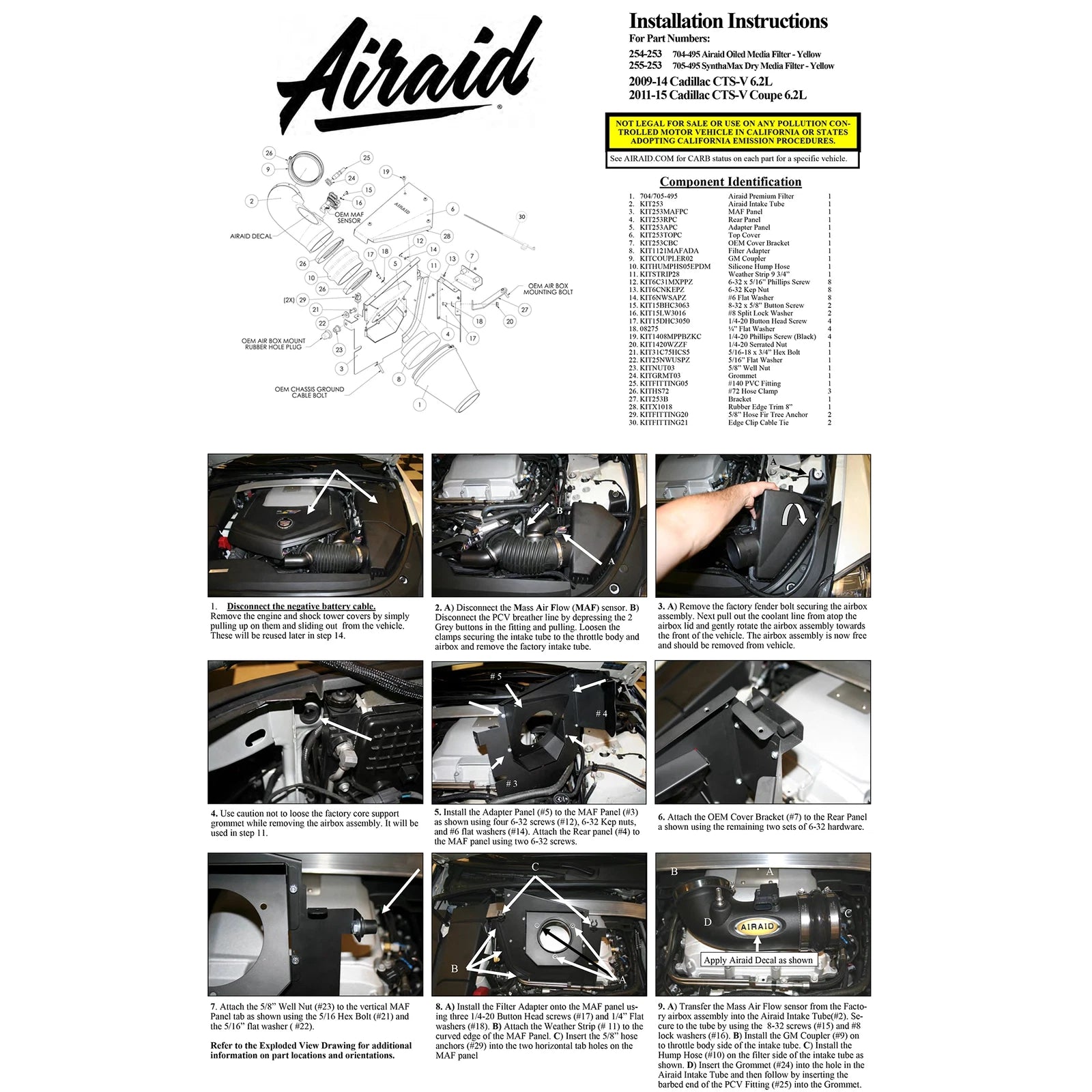 Airaid 09-15 Cadillac CTS-V Intake System w/ Tube | Cadillac CTS-V (09-15) (255-253)