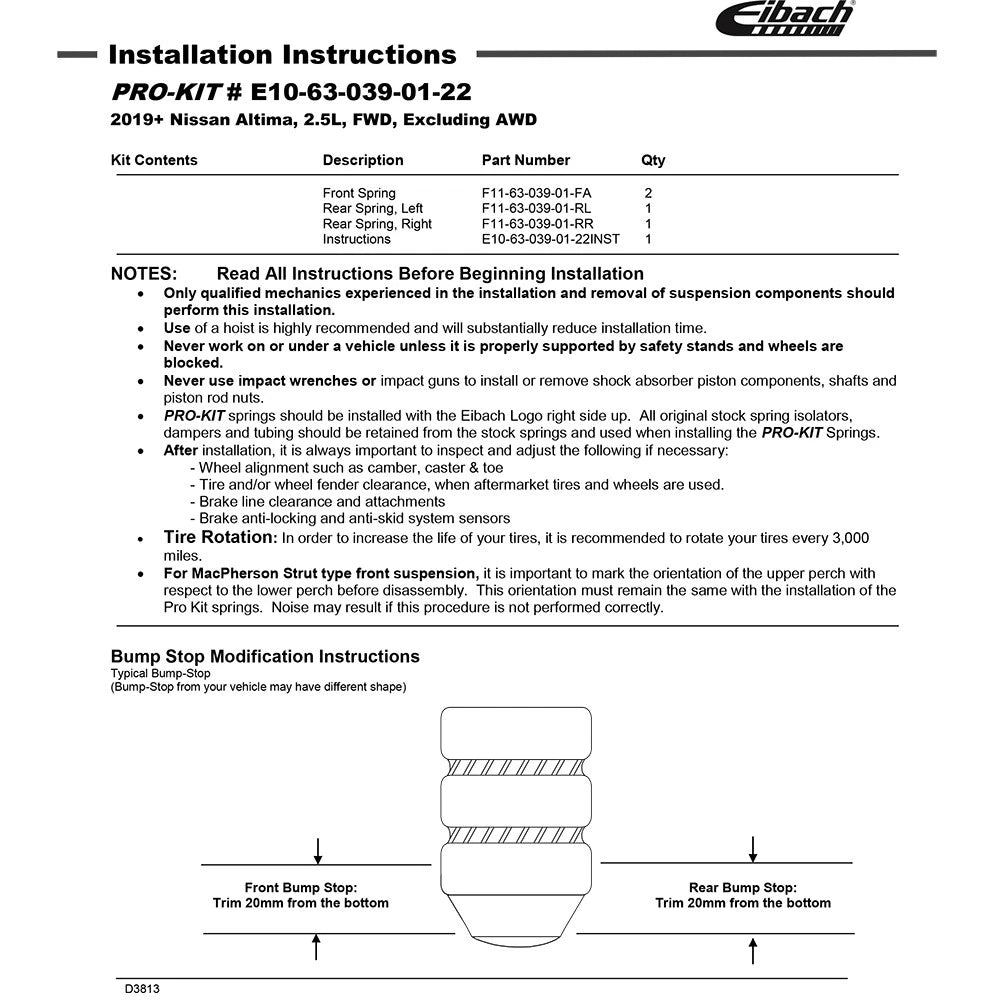 Eibach Pro-Kit | 2019-2024 Nissan Altima (E10-63-039-01-22)