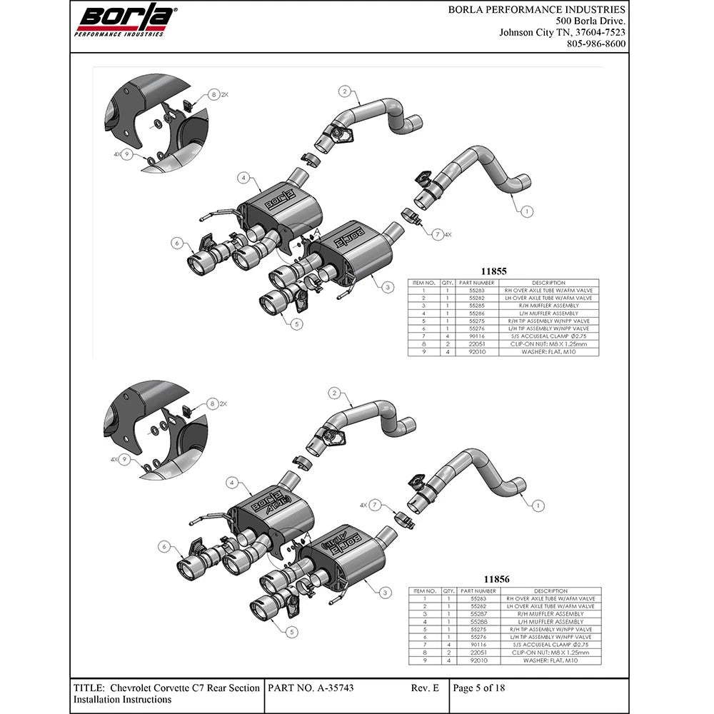 Borla Axle-Back Exhaust System | 2014-2019 Chevrolet Corvette Stingray C7 (11856)
