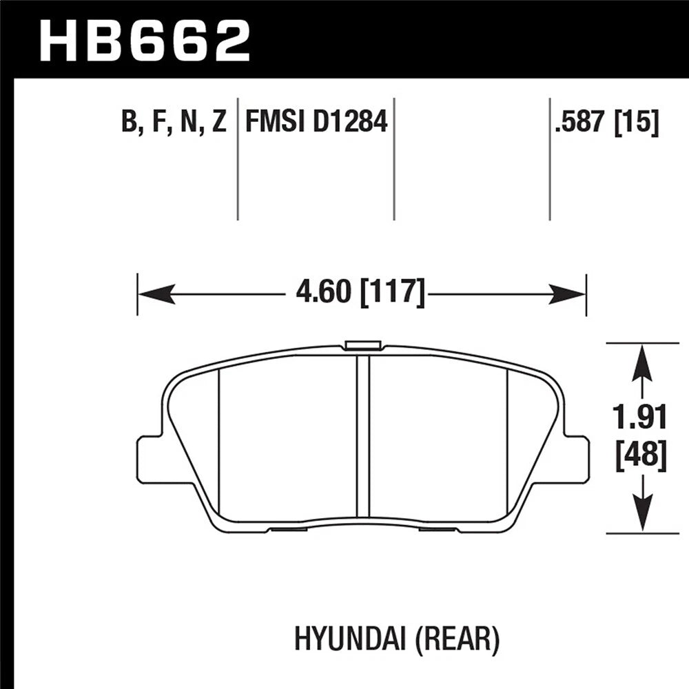 Hawk HB662F.587 Street 15mm Rear Brake Pads | Hyundai Genesis Coupe (10-13) (HB662F.587)