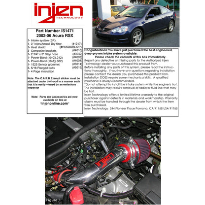 Injen Polished Short Ram Intake System | Acura RSX (02-06) (IS1471P)
