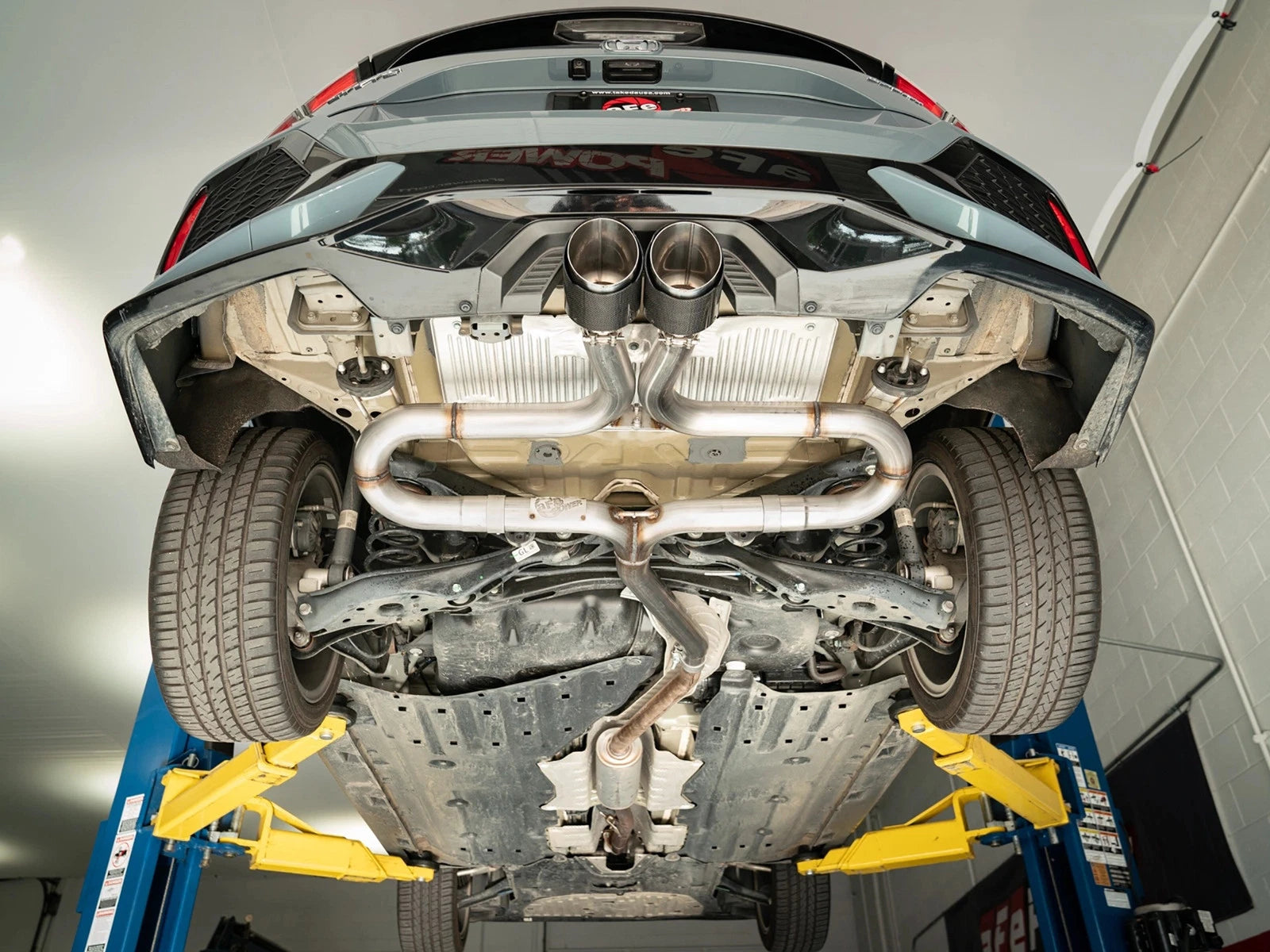aFe Takeda 2-1/2in SS Axle-Back Exhaust w/ Blue Flame Tip | Honda Civic 17-21 (49-36625-L)