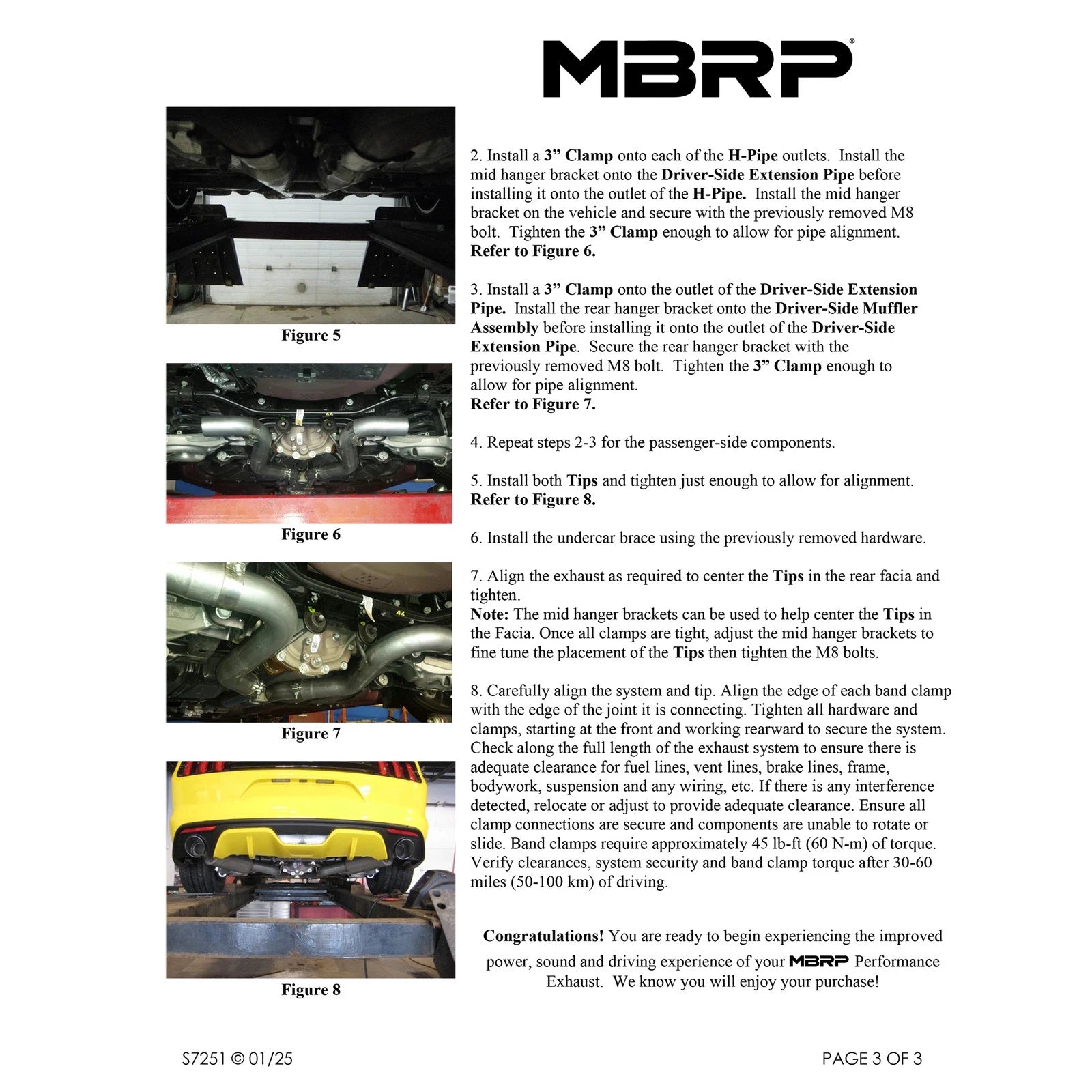 MBRP Stainless Steel 3" Cat-Back - Dual Exit | 2024+ Mustang GT (S7251)