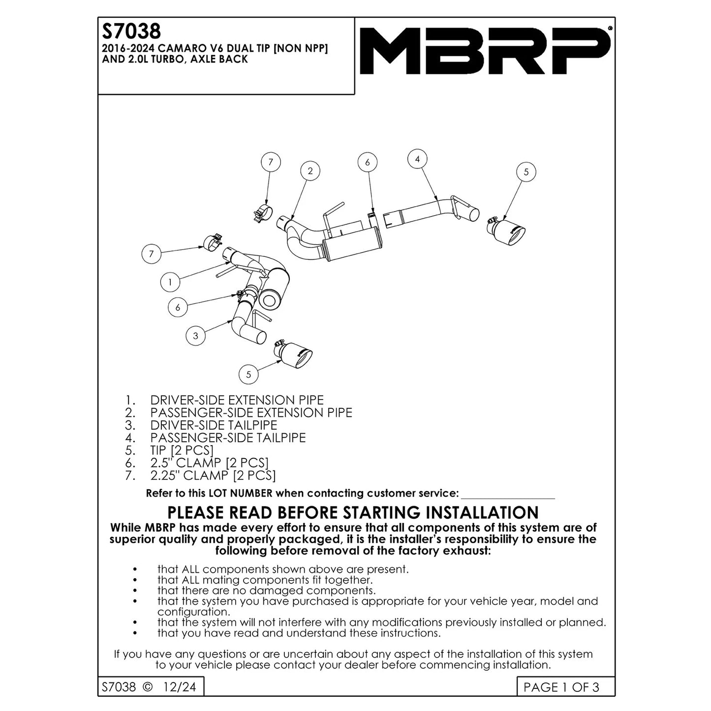 MBRP 2.5in Aluminum Non NPP Axle Back | Camaro 16-19 (S7038AL)