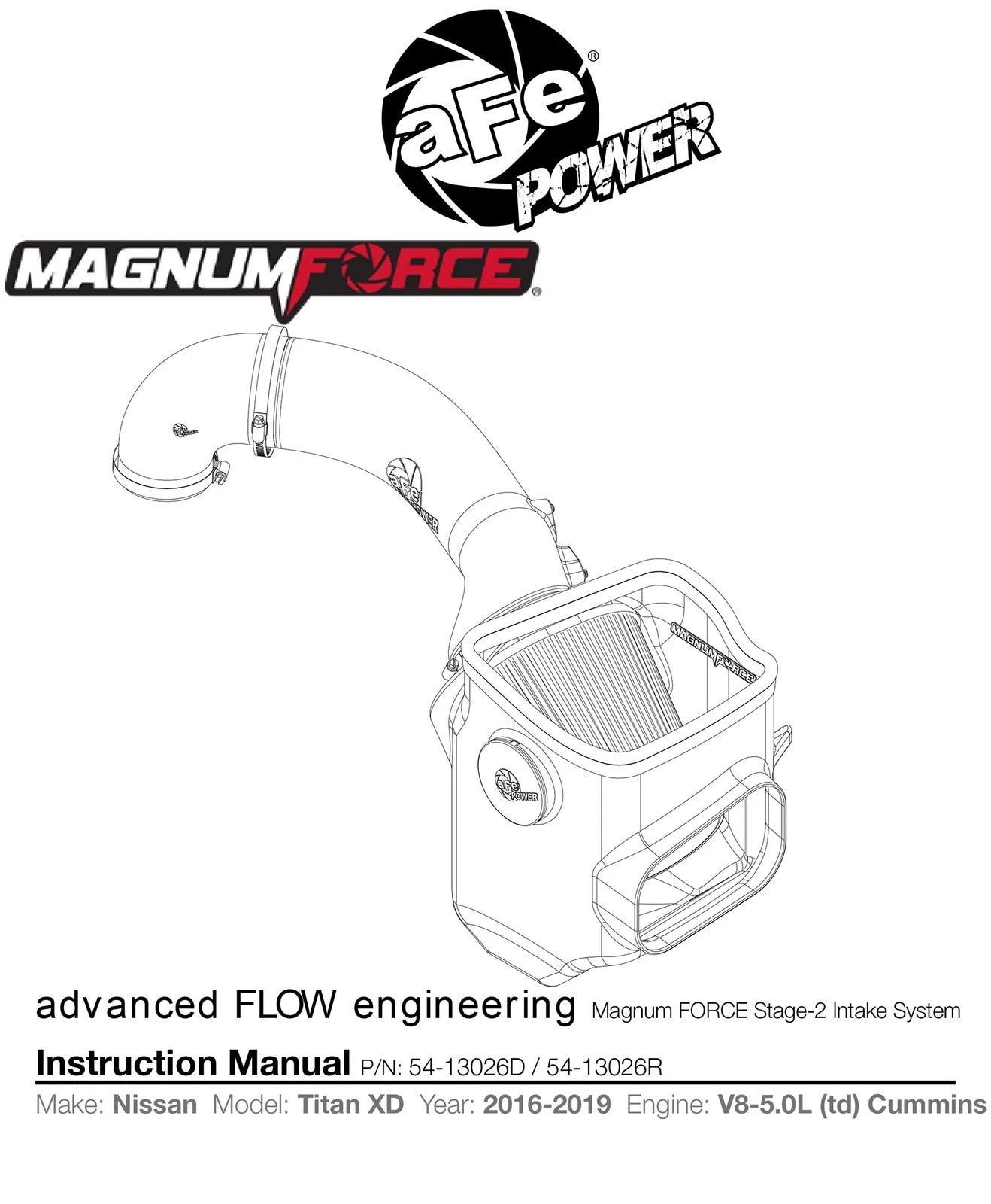 aFe Magnum Force Stage-2 Pro 5R Cold Air Intake | Nissan Titan XD V8-5.0L (16-19) (54-13026R)