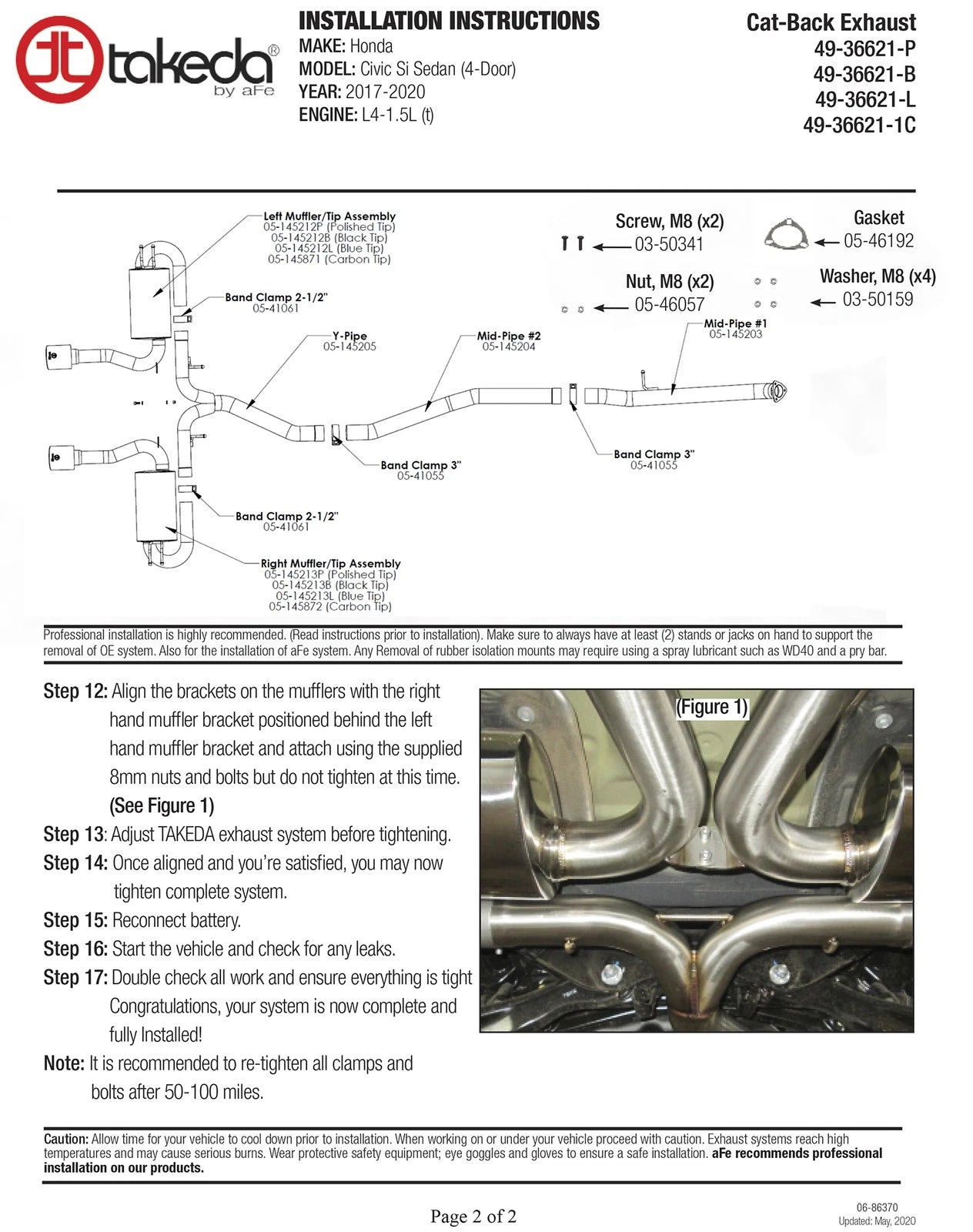 aFe Takeda 3in to 2.5in SS Cat-Back Exhaust Honda Civic Si (17-21) (49-36621-L)
