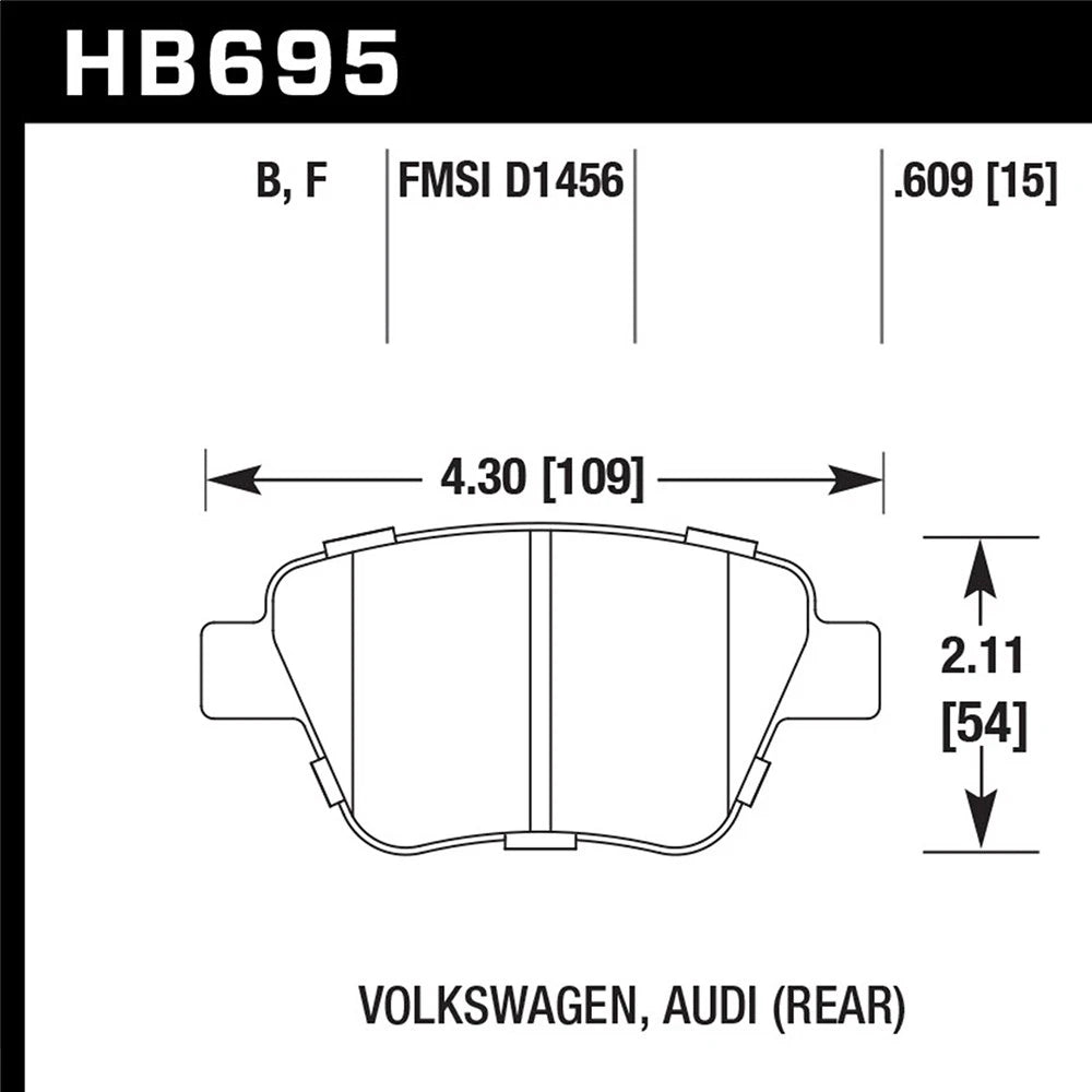 Rear | Hawk HPS Compound Performance Brake Pads | Mk6 | B7 w/272mm Rotors