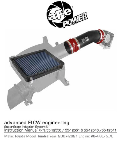 aFe Super Stock Induction System w/ Pro DRY S Filter | Toyota Tundra V8 4.6L/5.7L (14) (55-12551)
