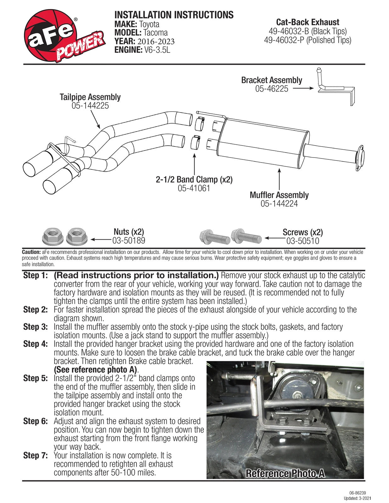 aFe Rebel Series 3in 409SS Cat-Back Exhaust | Toyota Tacoma V6-3.5L (16) (49-46032-B)
