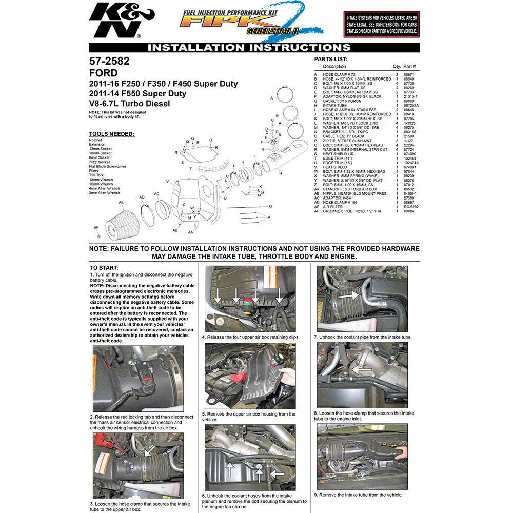 K&N 6.7L V8 Performance Intake Kit | Ford Super Duty (11-15) (57-2582)