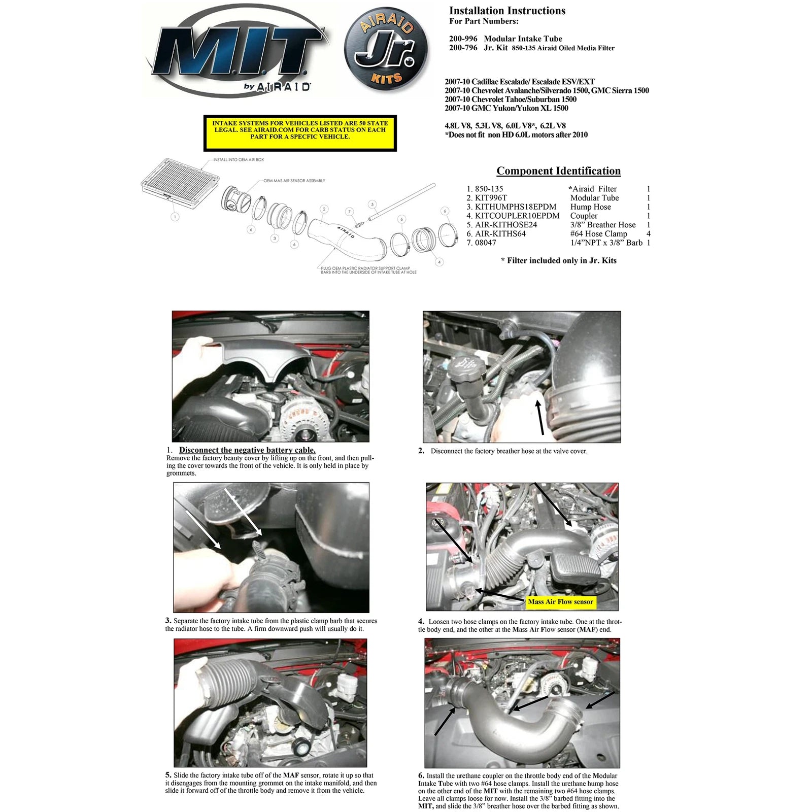 Airaid Jr Intake Kit | Chevrolet Avalanche/Silverado/Sierra 4.3/4.8/5.3/6.0L (07-13) (200-796)