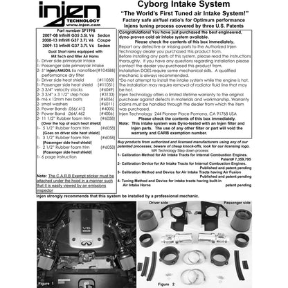 Injen Black Short Ram Intake System | Infiniti G35/37 (07-13) (SP1998BLK)
