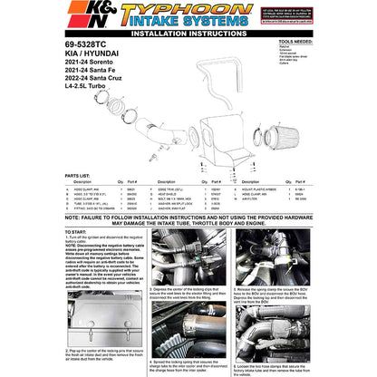 K&N Typhoon Cold Air Intake | Kia Sorento (69-5328TC)