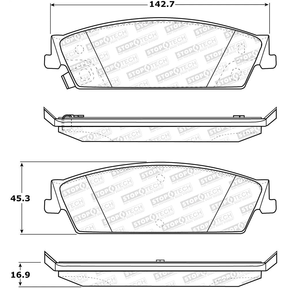 StopTech 308.11940 Rear Ceramic Brake Pads Set for 2007-14 Suburban Tahoe Yukon