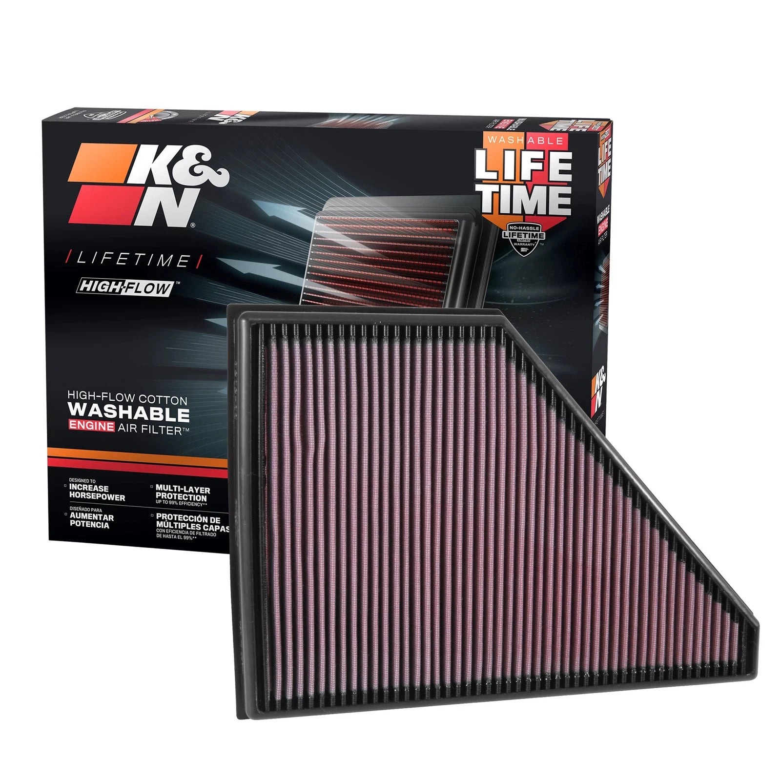 K&N 33-5056 Performance Air Filter for 2017-23 Acadia / 2018-23 Enclave Traverse